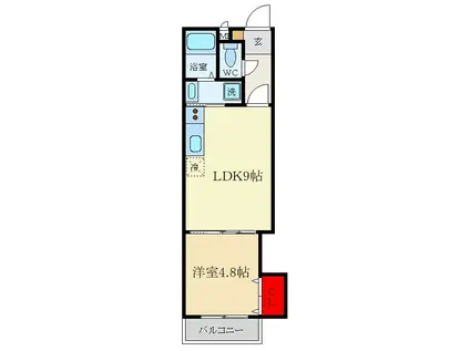 CHOUCHOU KUZUHA(1LDK/3階)の間取り写真