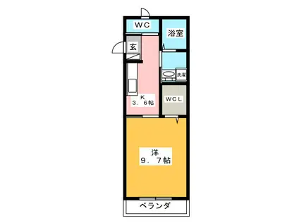 レジデンス平成通B(1K/2階)の間取り写真