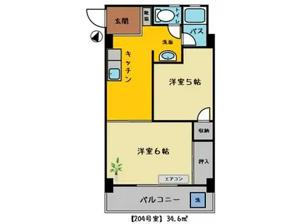 ベルパ-ク(2K/2階)の間取り写真