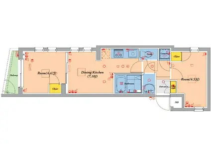 パレ・ホームズ高井戸東(2DK/2階)の間取り写真