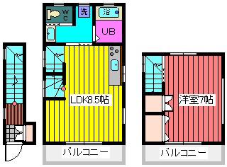 ワイズ中浦和(1LDK/2階)の間取り写真