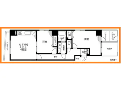 サザンクロス(2LDK/2階)の間取り写真