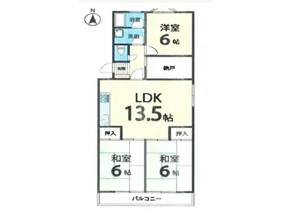 フドウ東生駒ハイツB棟(3SLDK/3階)の間取り写真