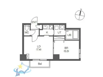 レジディア桑園(1LDK/9階)の間取り写真