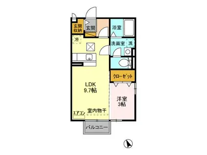 TINY COURT(1LDK/1階)の間取り写真