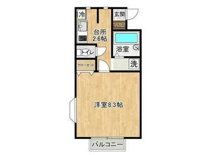 ハイパールコート(1K/1階)の間取り写真