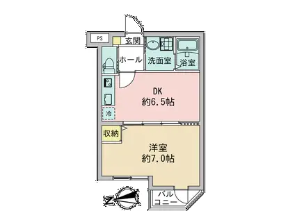 フォルトゥーナ打出浜(1DK/3階)の間取り写真