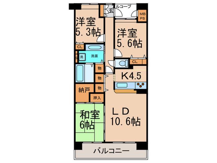 アソシエール溝の口(3LDK/13階)の間取り写真