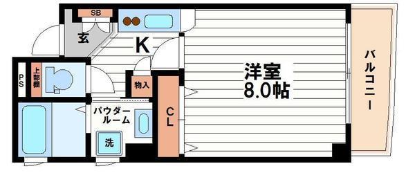 キャナルコート松屋町(1K/8階)の間取り写真