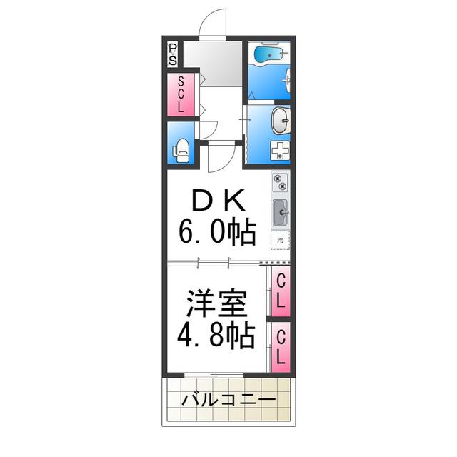 TKアンバーコート浜寺II(1DK/3階)の間取り写真