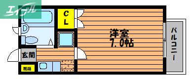 21ハイムC棟(1K/3階)の間取り写真