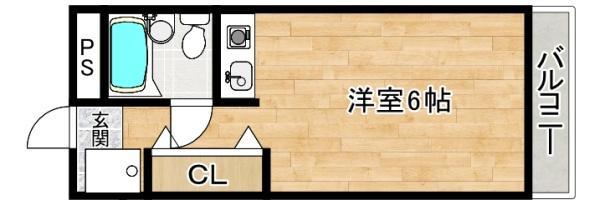 ツインビルB棟(ワンルーム/4階)の間取り写真