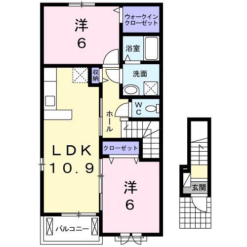 シャルム A(2LDK/2階)の間取り写真