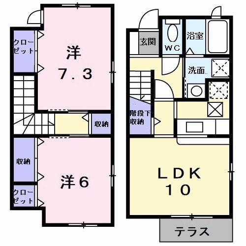 アメニティカスガVI(2LDK/1階)の間取り写真