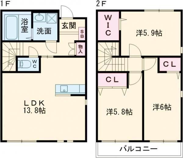 @桜ヶ丘(3LDK/1階)の間取り写真