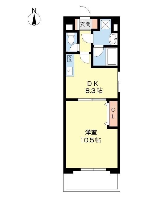 U-BUIL黒田(1DK/8階)の間取り写真