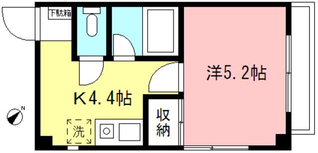 シャルロット(1K/4階)の間取り写真