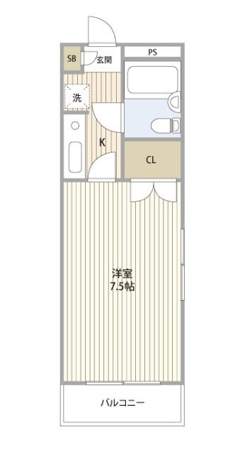 フラワーシティー亀有(1K/2階)の間取り写真