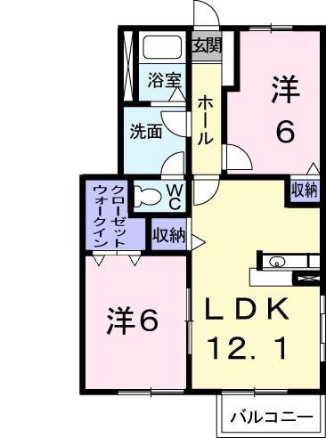 センチュリ-21I(2LDK/1階)の間取り写真