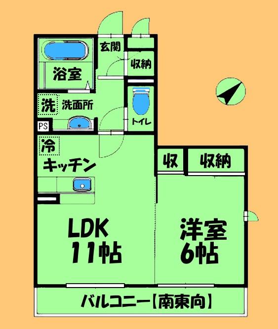JR横浜線 矢部駅 徒歩9分 3階建 築14年(1LDK/3階)の間取り写真