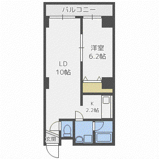 エステラ南3条館A(1LDK/4階)の間取り写真