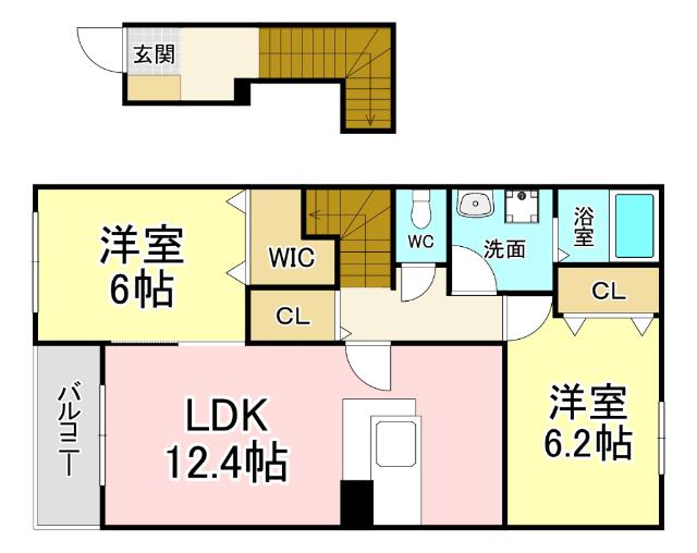 イマージュ M A(2LDK/2階)の間取り写真