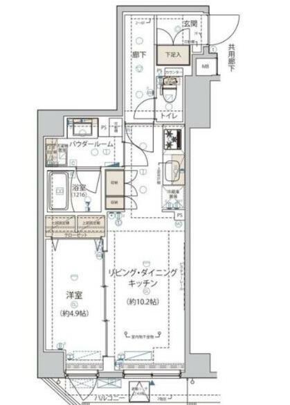 ARCOBALENO KINSHICHO(1LDK/7階)の間取り写真