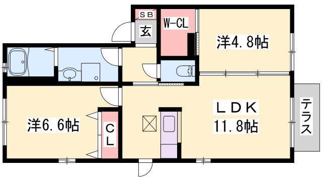 ちどり館(2LDK/1階)の間取り写真