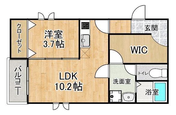 ワードローブ次郎丸(1LDK/3階)の間取り写真