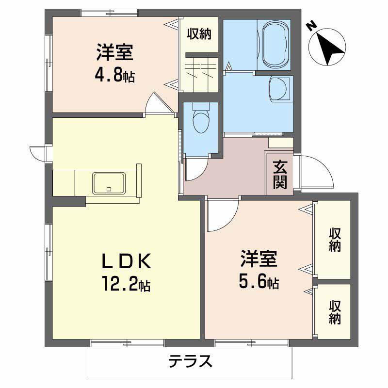 バリュージュIII(2LDK/1階)の間取り写真
