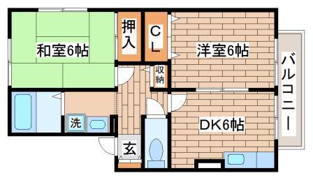 セゾン東須磨(2DK/2階)の間取り写真
