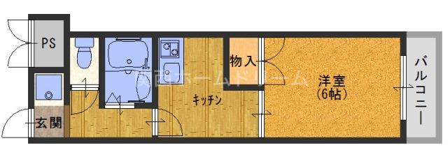 FROMホキタ1番館(1DK/3階)の間取り写真