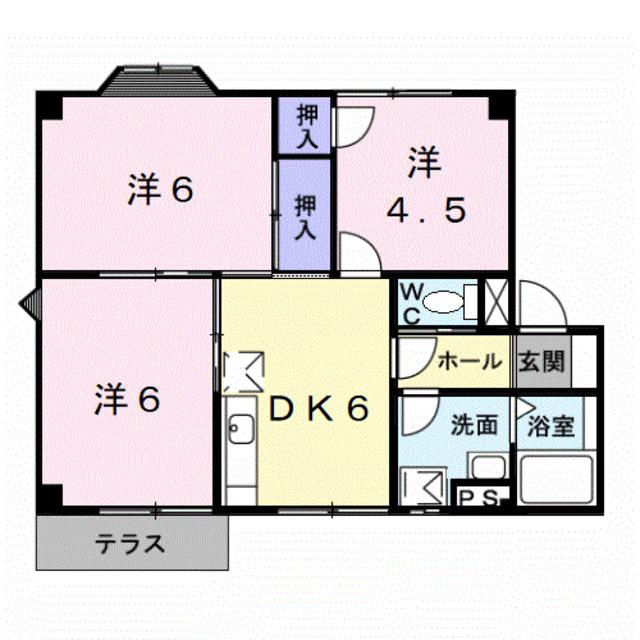 プラドール布施屋III(3DK/1階)の間取り写真