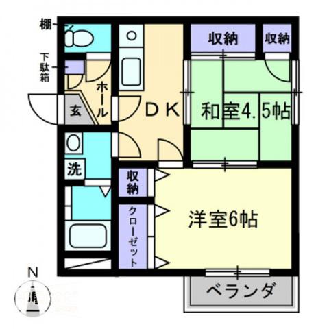 リサーラ錦町(2DK/2階)の間取り写真