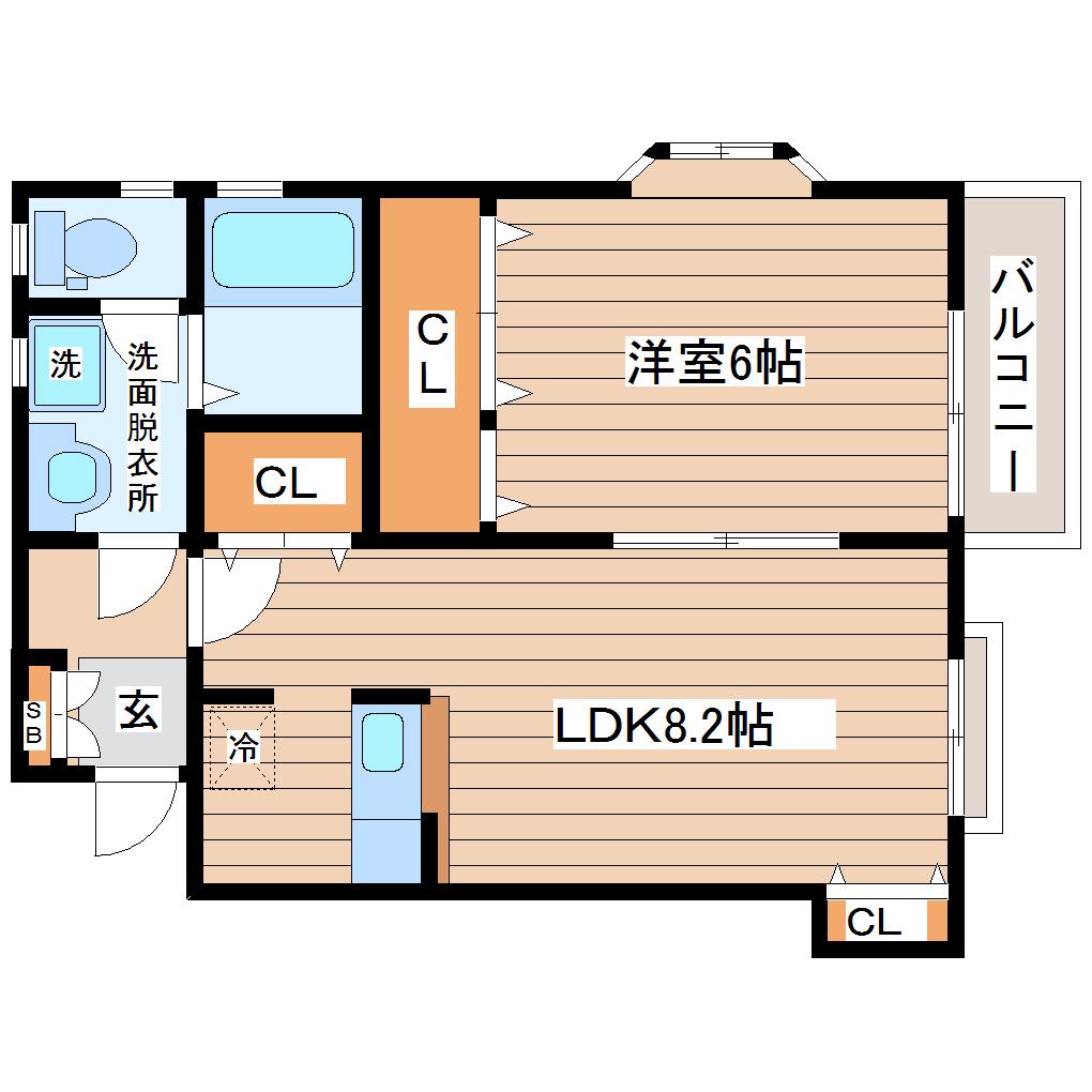 レーヴ落合参番館(1LDK/2階)の間取り写真