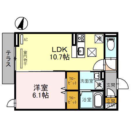 PRIMAVERA(1LDK/1階)の間取り写真