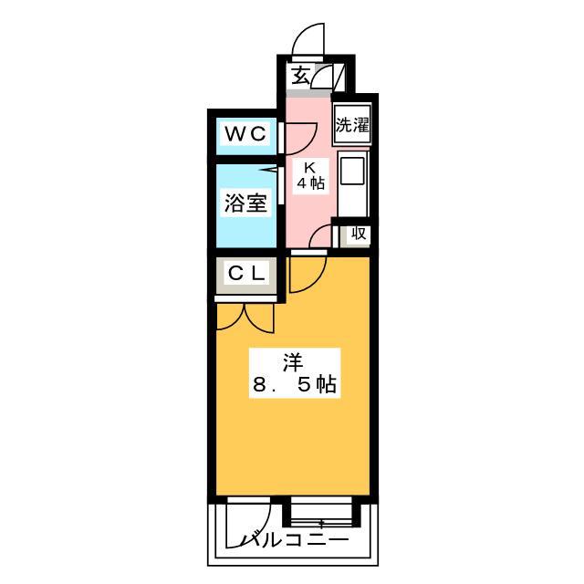 ニューガイアリルーム博多駅南NO.73(1K/3階)の間取り写真