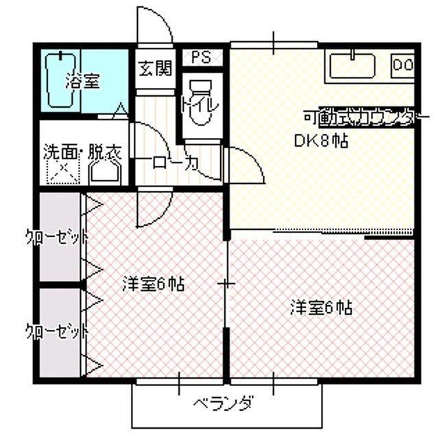パールハイツ(2DK/2階)の間取り写真