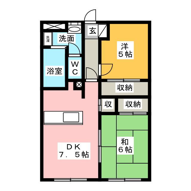 ルインズワタナベ(2LDK/3階)の間取り写真
