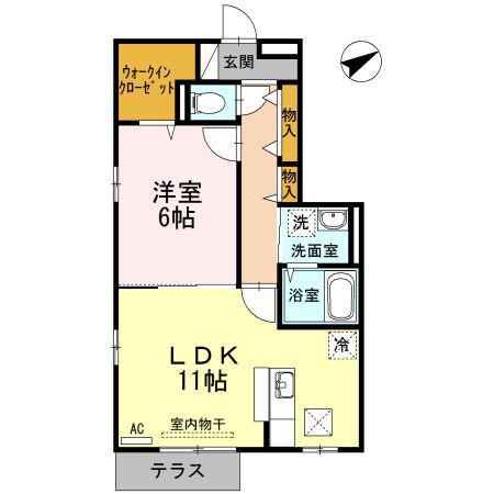 サウスグラース(1LDK/1階)の間取り写真