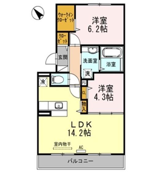 アンベリール(2LDK/2階)の間取り写真