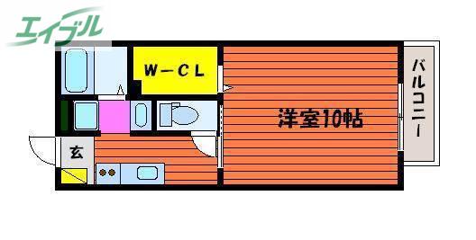 カフェテリアワケII(1K/2階)の間取り写真
