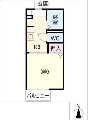 ファミールファイブ(1K/2階)の間取り写真