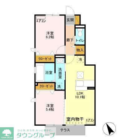 リヴェール壱番館(2LDK/1階)の間取り写真