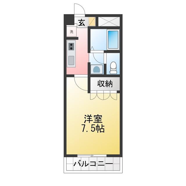 アンベリール(1K/2階)の間取り写真