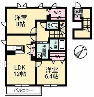 シャーメゾンラフィーネ C棟(2LDK/2階)の間取り写真