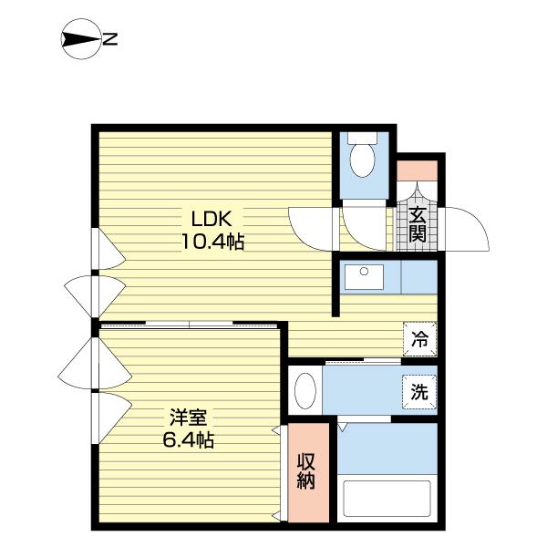 アマン北広島(1LDK/2階)の間取り写真
