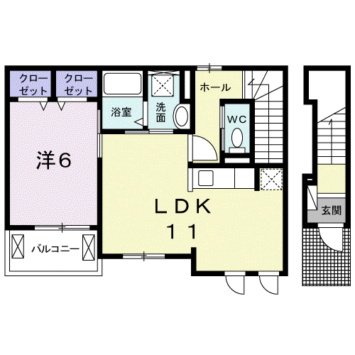 アカンサス(1LDK/2階)の間取り写真