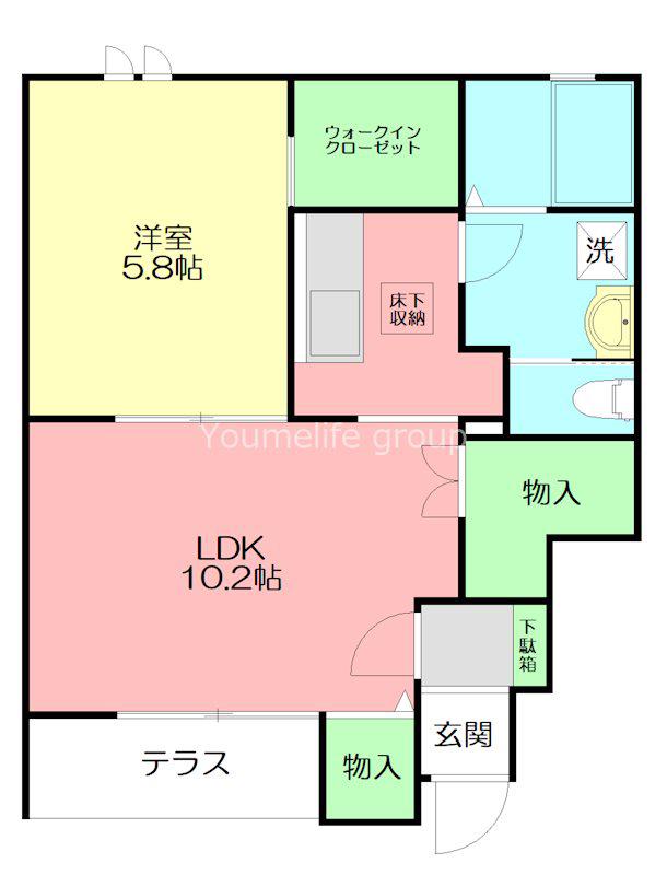 ADOMANI F(1LDK/1階)の間取り写真