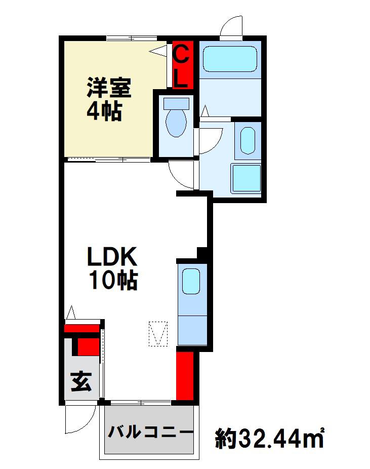Aプレイス(1LDK/1階)の間取り写真